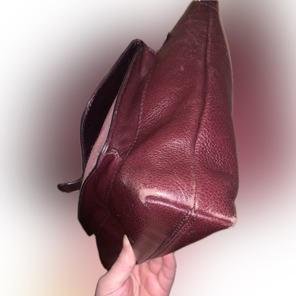 Fossil Kinley Leather Crossbody Pebbled Suede Flap Messenger Bag w Key Burgundy - Picture 6 of 14